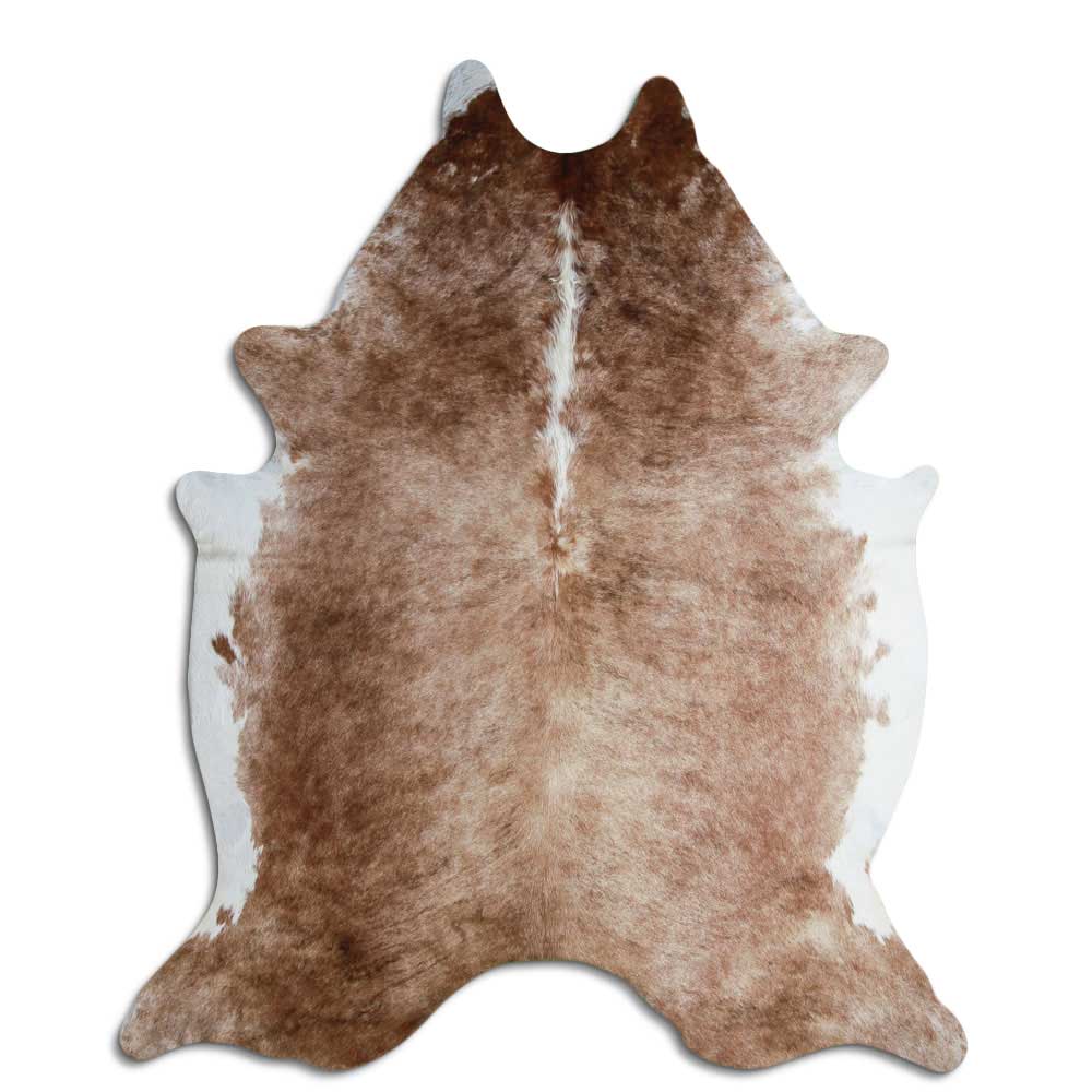 Covor din piele de vacă maro cu alb XXL