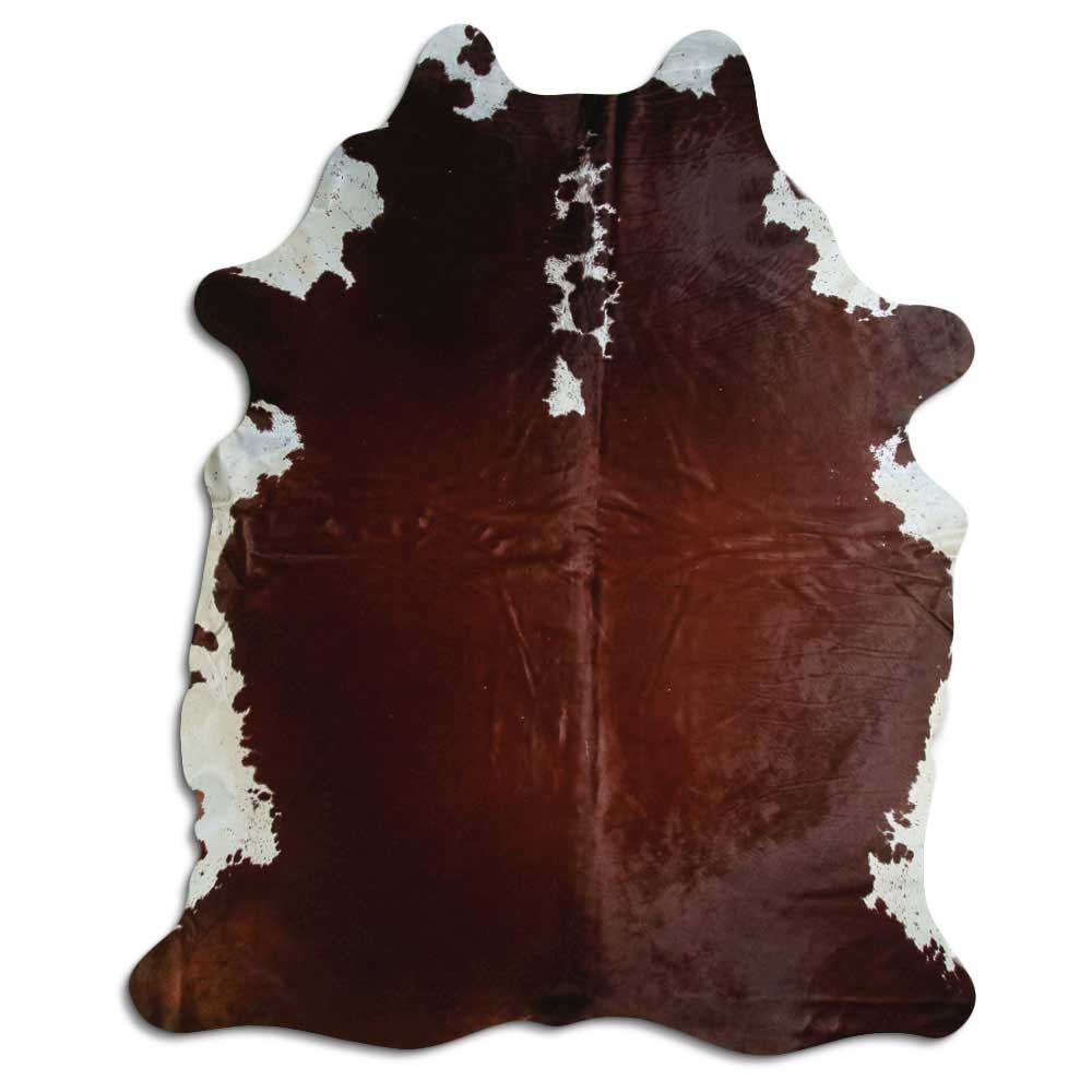Covor din piele de vacă maro și alb XXL