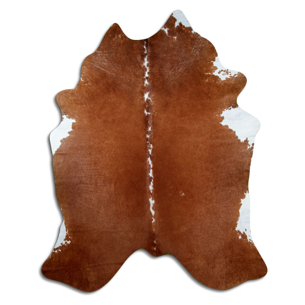Covor din piele de vacă maro cu alb XXL