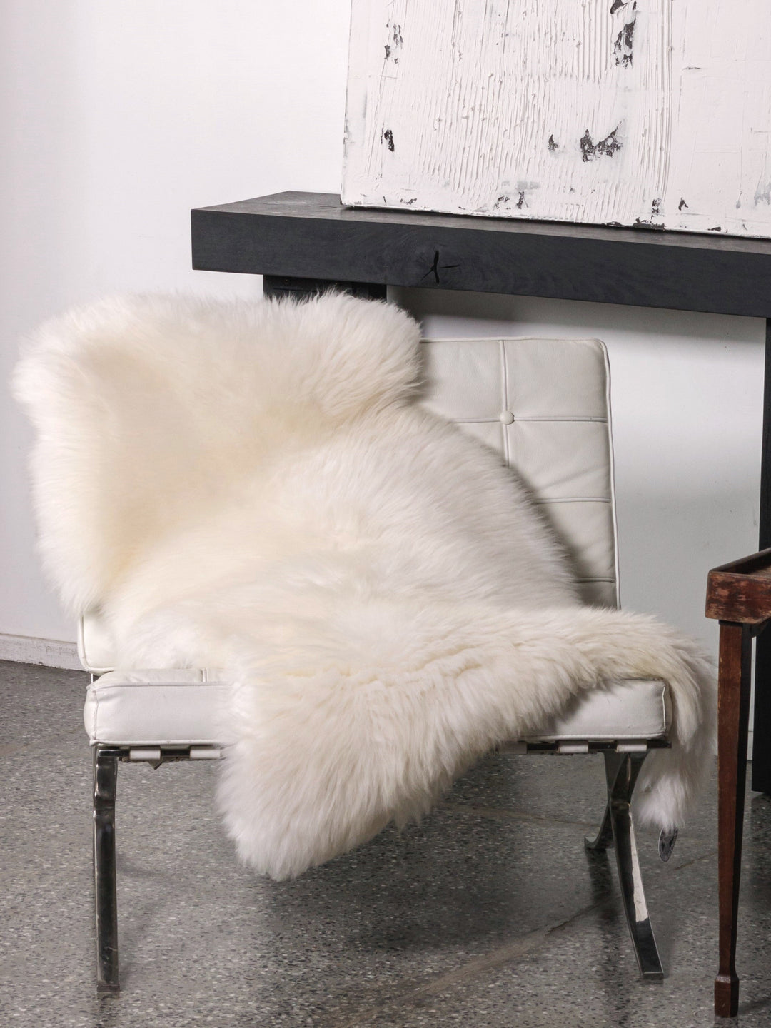 White scandinavian sheepskin
